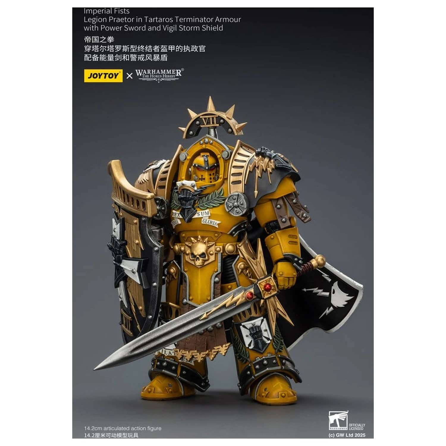 Warhammer Imperial Fists Action Figure Legion Praetor in Tartaros Terminator Armour with Power Sword and Vigil Storm Shield 14 cm poza produsului
