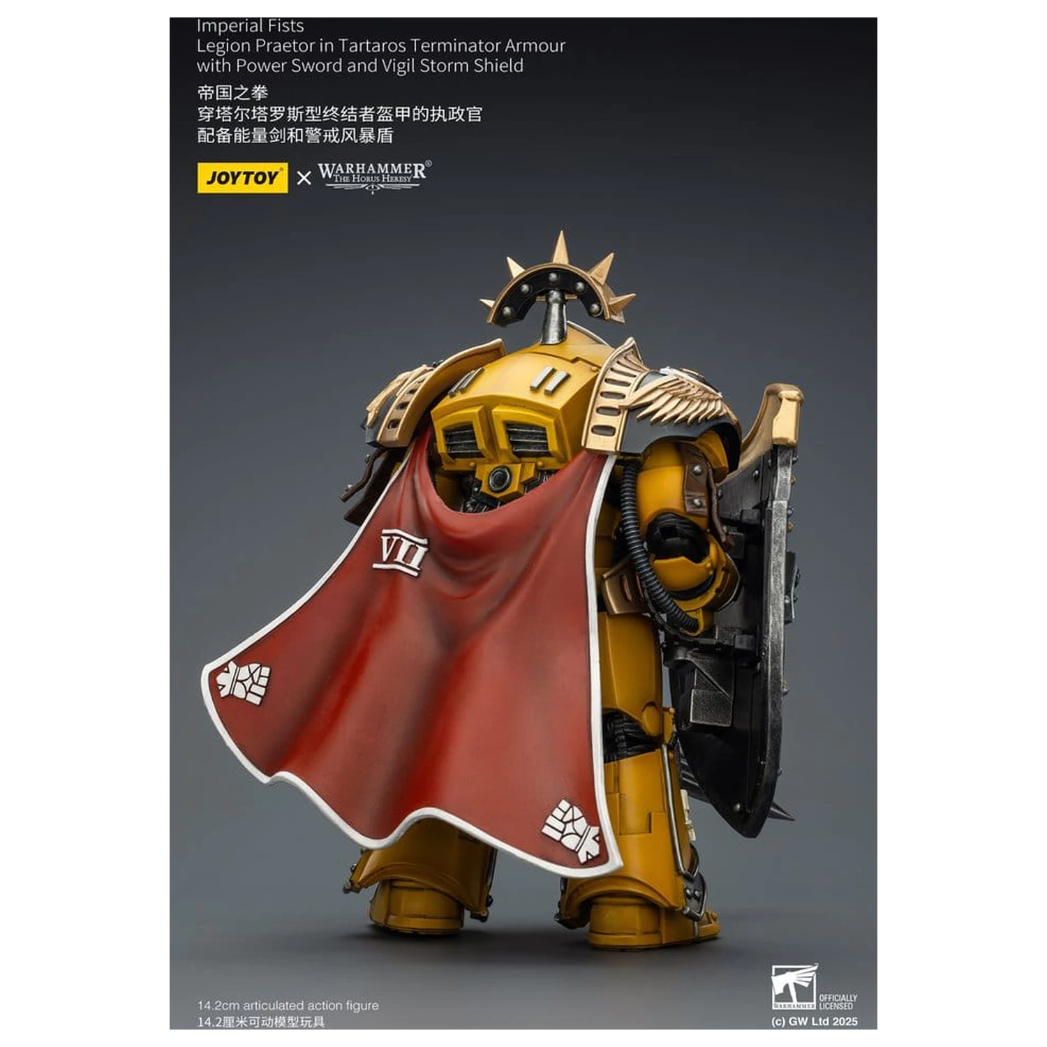 Warhammer Imperial Fists Action Figure Legion Praetor in Tartaros Terminator Armour with Power Sword and Vigil Storm Shield 14 cm poza produsului
