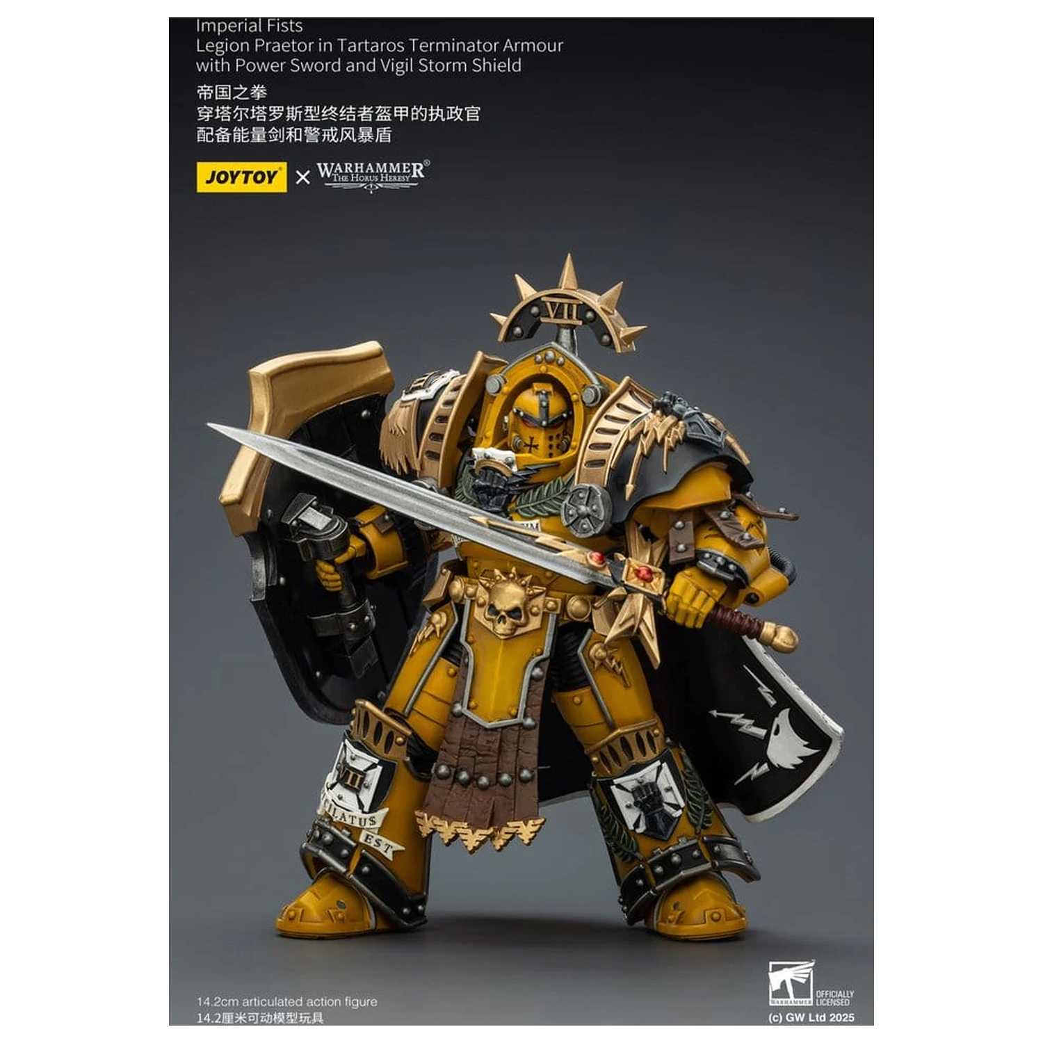 Warhammer Imperial Fists Action Figure Legion Praetor in Tartaros Terminator Armour with Power Sword and Vigil Storm Shield 14 cm poza produsului