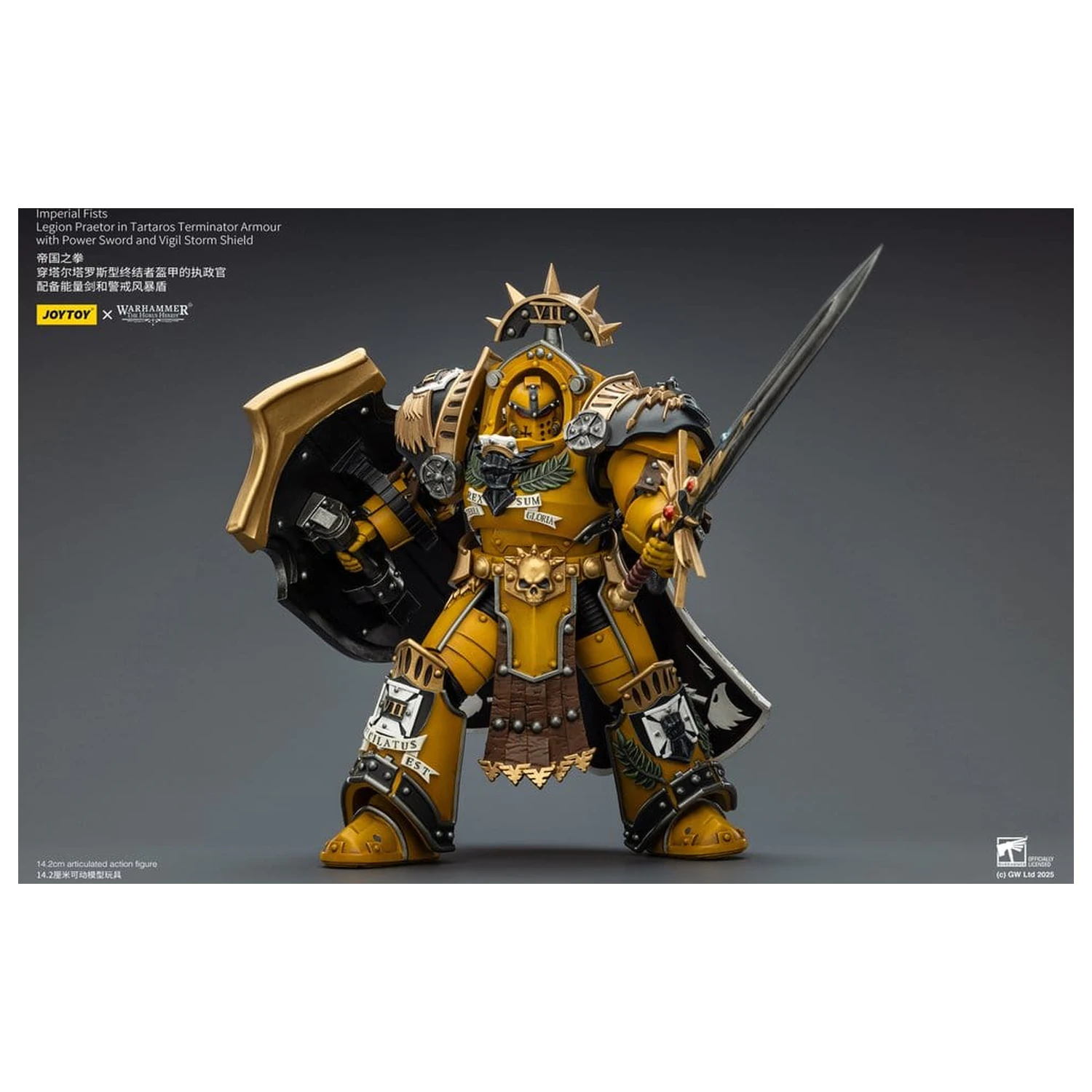 Warhammer Imperial Fists Action Figure Legion Praetor in Tartaros Terminator Armour with Power Sword and Vigil Storm Shield 14 cm poza produsului