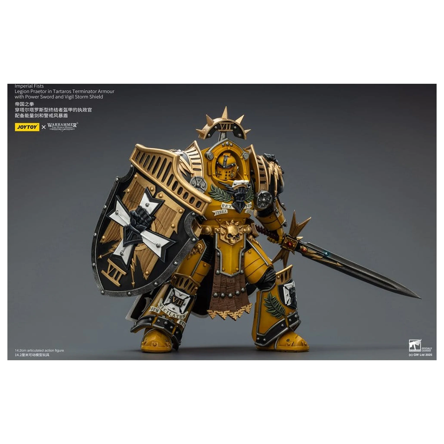 Warhammer Imperial Fists Action Figure Legion Praetor in Tartaros Terminator Armour with Power Sword and Vigil Storm Shield 14 cm poza produsului