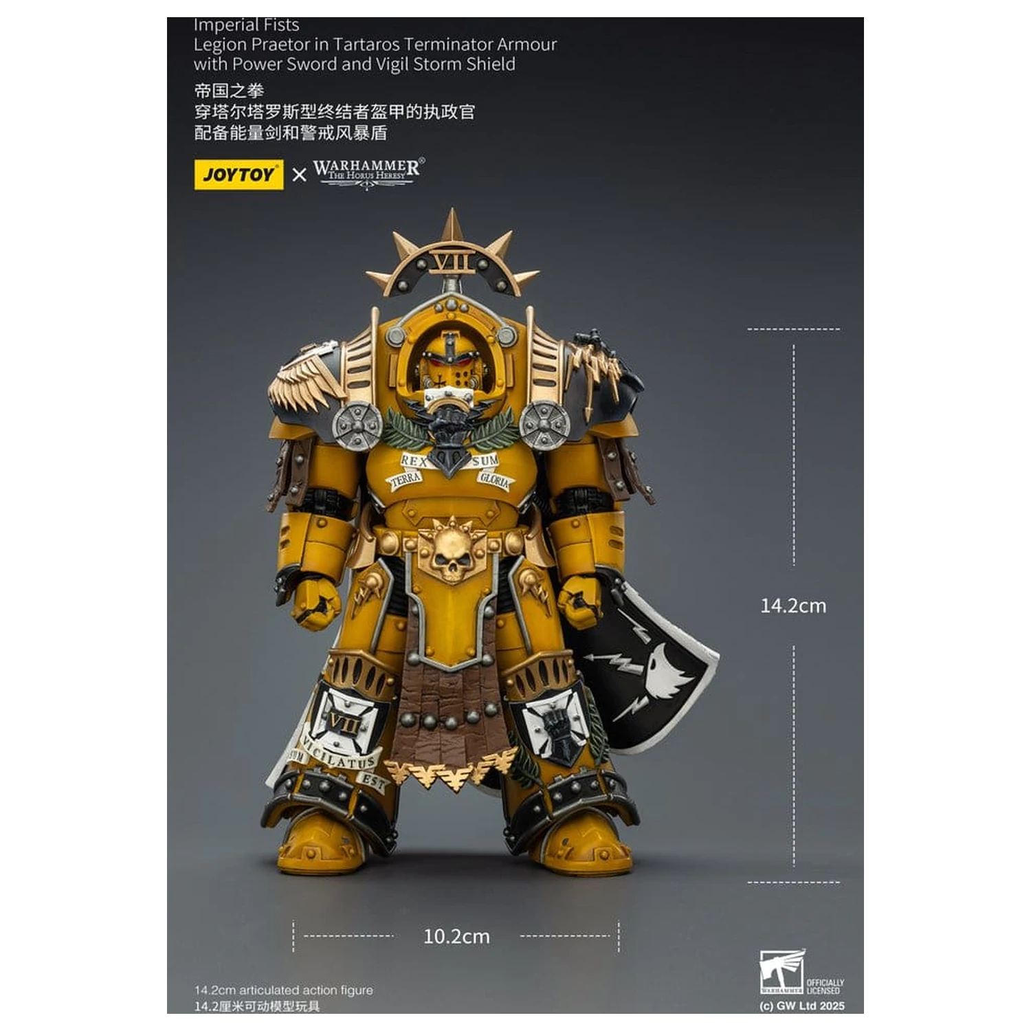 Warhammer Imperial Fists Action Figure Legion Praetor in Tartaros Terminator Armour with Power Sword and Vigil Storm Shield 14 cm poza produsului