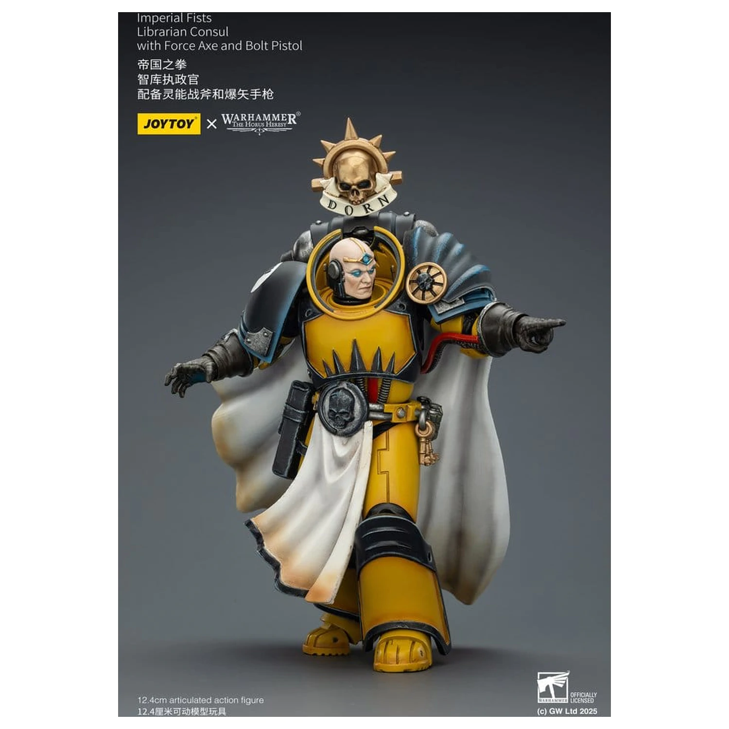 Warhammer Imperial Fists Action Figure Librarian Consulwith Force Axe and Bolt Pistol 12 cm poza produsului