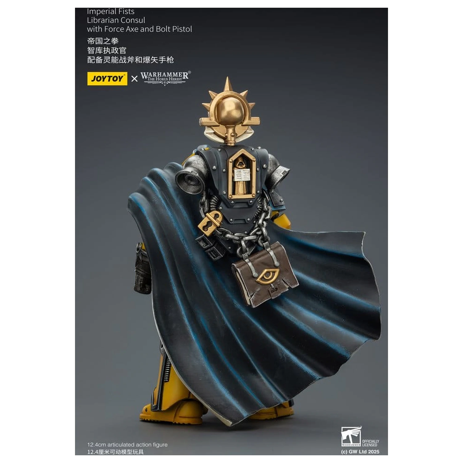 Warhammer Imperial Fists Action Figure Librarian Consulwith Force Axe and Bolt Pistol 12 cm poza produsului