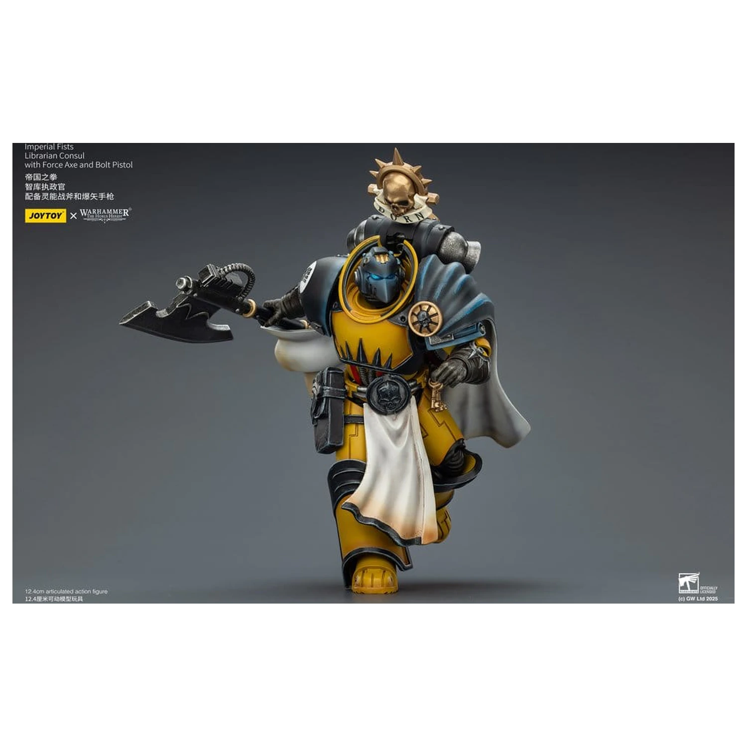 Warhammer Imperial Fists Action Figure Librarian Consulwith Force Axe and Bolt Pistol 12 cm poza produsului