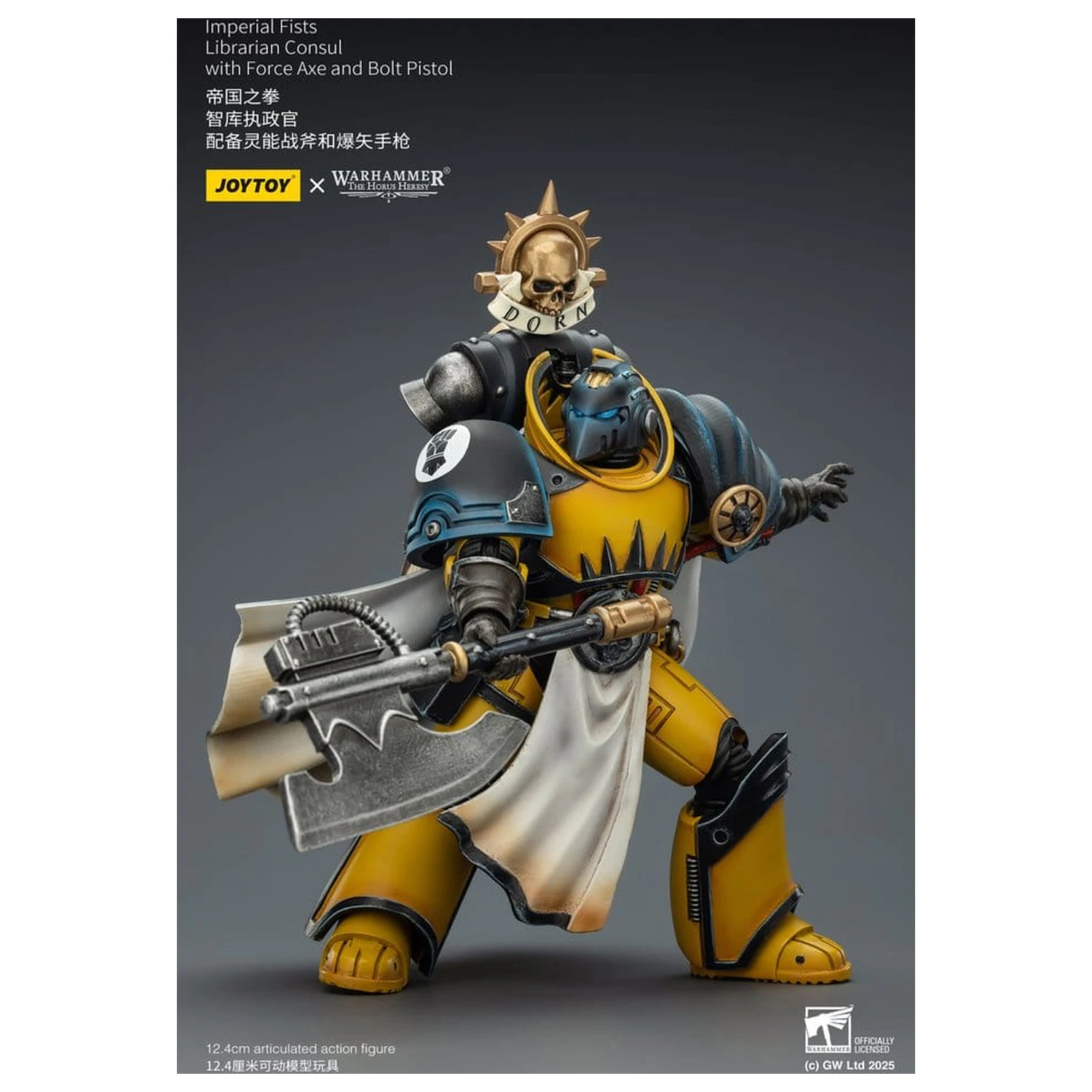 Warhammer Imperial Fists Action Figure Librarian Consulwith Force Axe and Bolt Pistol 12 cm poza produsului