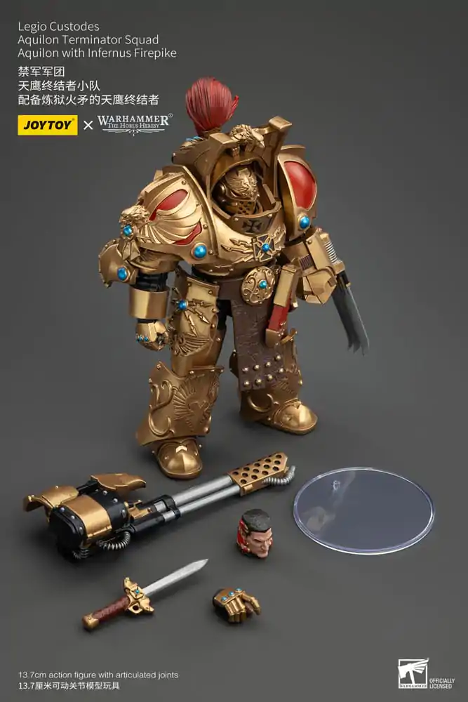 Warhammer The Horus Heresy Figurina de Acțiune 1/18 Legio Custodes Aquilon Terminator Squad Aquilon cu Infernus Firepike 14 cm poza produsului