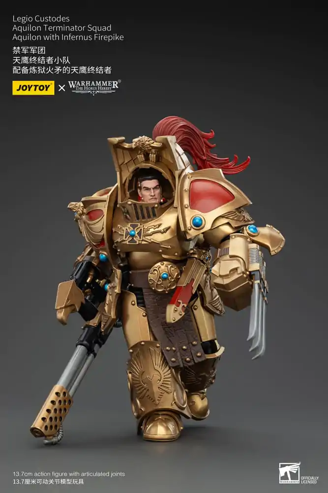 Warhammer The Horus Heresy Figurina de Acțiune 1/18 Legio Custodes Aquilon Terminator Squad Aquilon cu Infernus Firepike 14 cm poza produsului