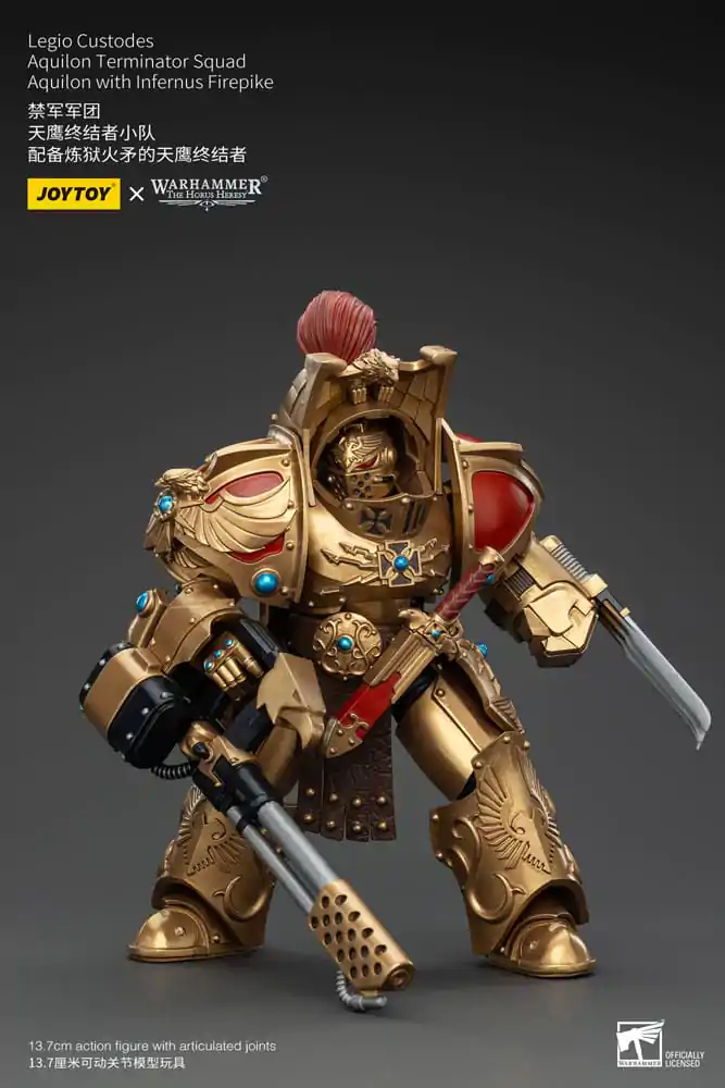 Warhammer The Horus Heresy Figurina de Acțiune 1/18 Legio Custodes Aquilon Terminator Squad Aquilon cu Infernus Firepike 14 cm poza produsului