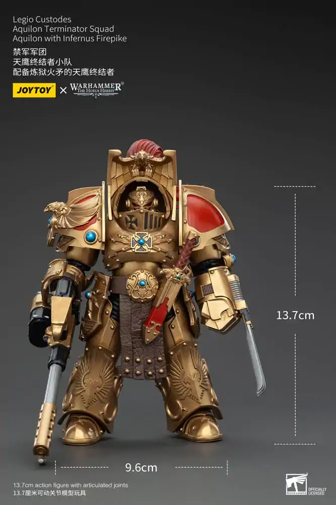 Warhammer The Horus Heresy Figurina de Acțiune 1/18 Legio Custodes Aquilon Terminator Squad Aquilon cu Infernus Firepike 14 cm poza produsului