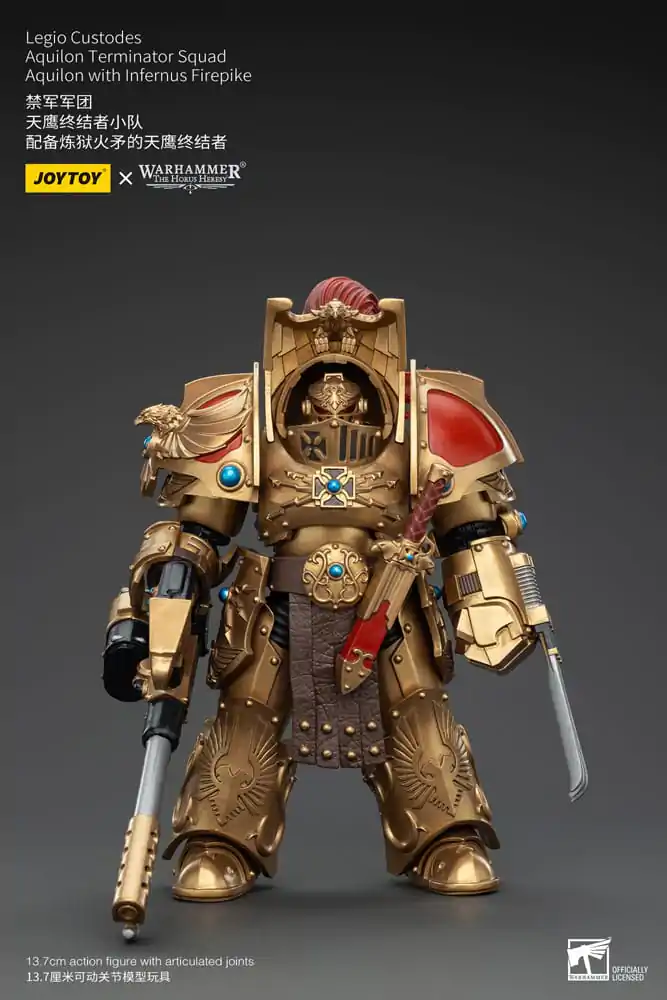 Warhammer The Horus Heresy Figurina de Acțiune 1/18 Legio Custodes Aquilon Terminator Squad Aquilon cu Infernus Firepike 14 cm poza produsului