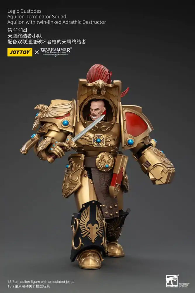 Warhammer The Horus Heresy Figurina de acțiune 1/18 Legio Custodes Aquilon Terminator Squad Aquilon cu Distrugător Adrathic cuplat dublu 14 cm poza produsului