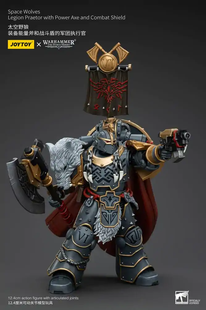 Warhammer The Horus Heresy Figurina de Acțiune 1/18 Space Wolves Legion Praetor cu Power Axe și Scut de Luptă 12 cm poza produsului