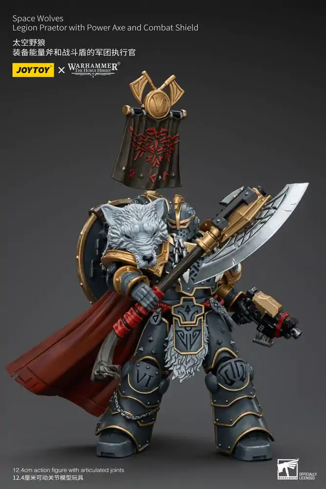 Warhammer The Horus Heresy Figurina de Acțiune 1/18 Space Wolves Legion Praetor cu Power Axe și Scut de Luptă 12 cm poza produsului