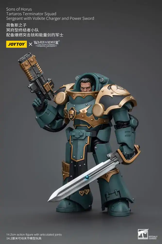 Figurină de acțiune Warhammer The Horus Heresy 1/18 Tartaros Terminator Squad Sergeant cu Volkite Charger și Sabie Putere 12 cm poza produsului