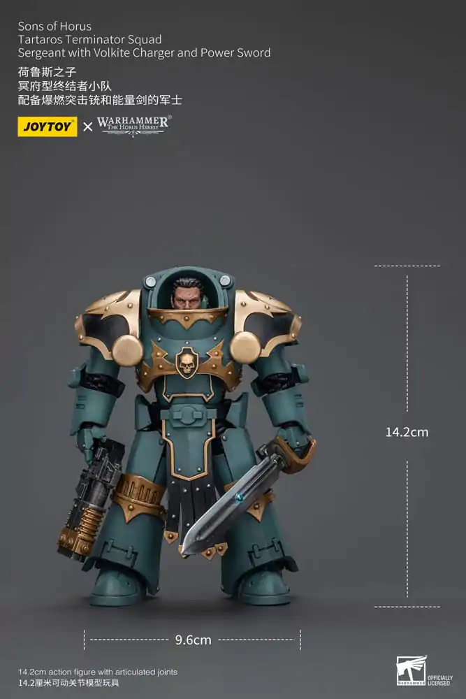 Figurină de acțiune Warhammer The Horus Heresy 1/18 Tartaros Terminator Squad Sergeant cu Volkite Charger și Sabie Putere 12 cm poza produsului