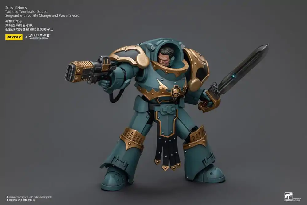 Figurină de acțiune Warhammer The Horus Heresy 1/18 Tartaros Terminator Squad Sergeant cu Volkite Charger și Sabie Putere 12 cm poza produsului