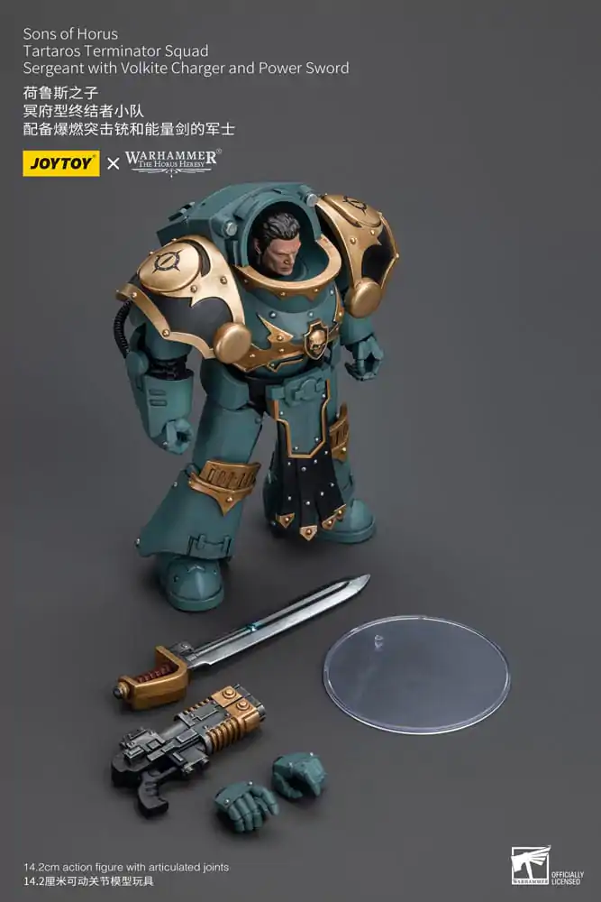 Figurină de acțiune Warhammer The Horus Heresy 1/18 Tartaros Terminator Squad Sergeant cu Volkite Charger și Sabie Putere 12 cm poza produsului