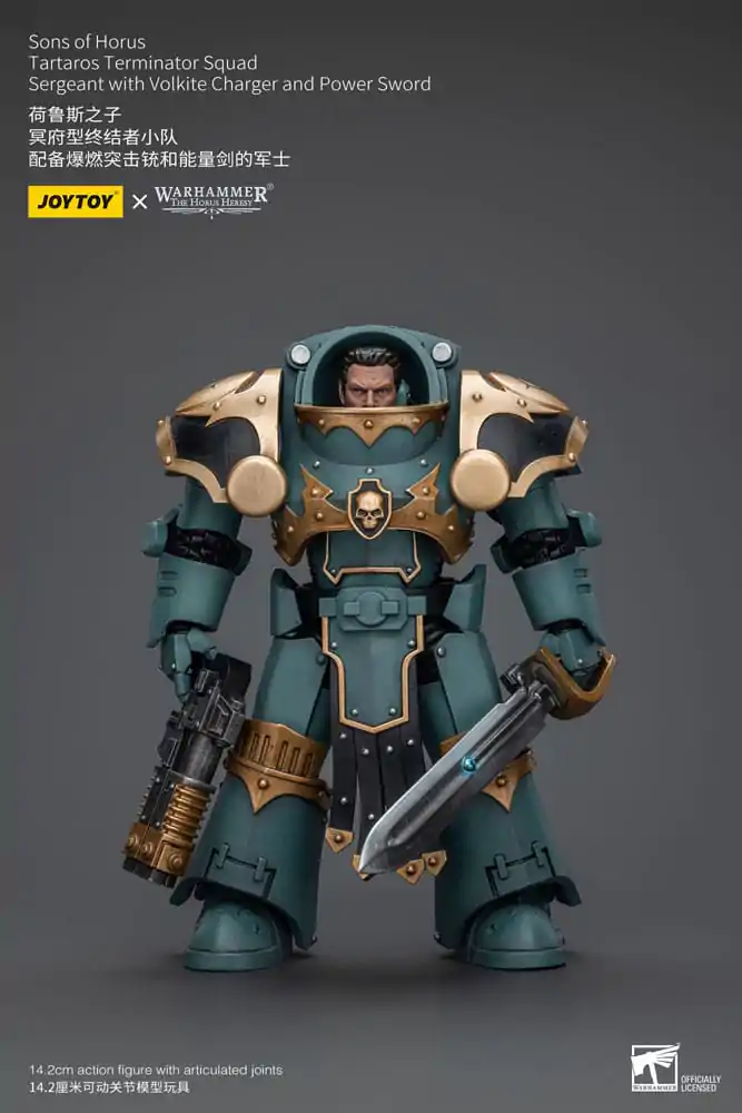 Figurină de acțiune Warhammer The Horus Heresy 1/18 Tartaros Terminator Squad Sergeant cu Volkite Charger și Sabie Putere 12 cm poza produsului