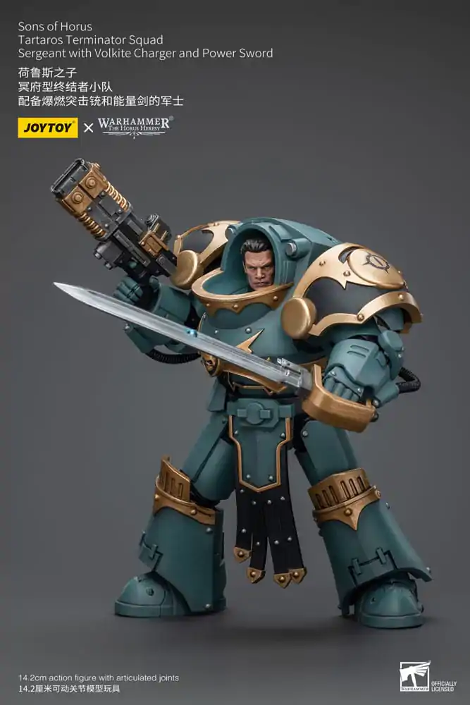 Figurină de acțiune Warhammer The Horus Heresy 1/18 Tartaros Terminator Squad Sergeant cu Volkite Charger și Sabie Putere 12 cm poza produsului