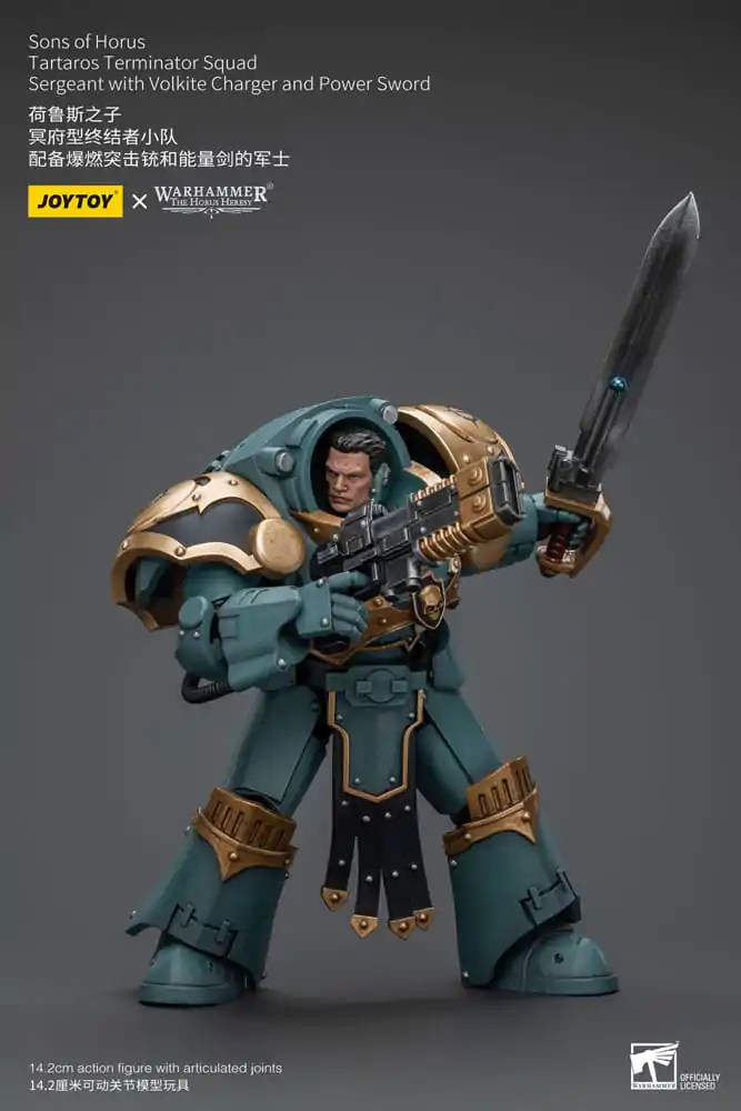 Figurină de acțiune Warhammer The Horus Heresy 1/18 Tartaros Terminator Squad Sergeant cu Volkite Charger și Sabie Putere 12 cm poza produsului