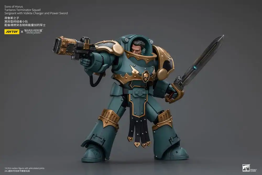 Figurină de acțiune Warhammer The Horus Heresy 1/18 Tartaros Terminator Squad Sergeant cu Volkite Charger și Sabie Putere 12 cm poza produsului