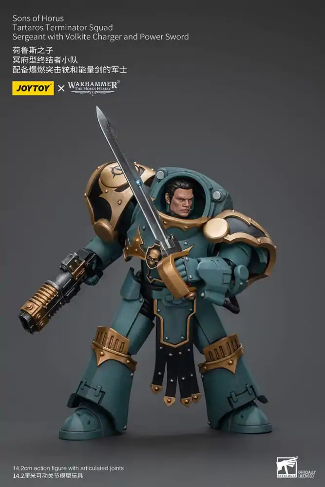 Figurină de acțiune Warhammer The Horus Heresy 1/18 Tartaros Terminator Squad Sergeant cu Volkite Charger și Sabie Putere 12 cm poza produsului