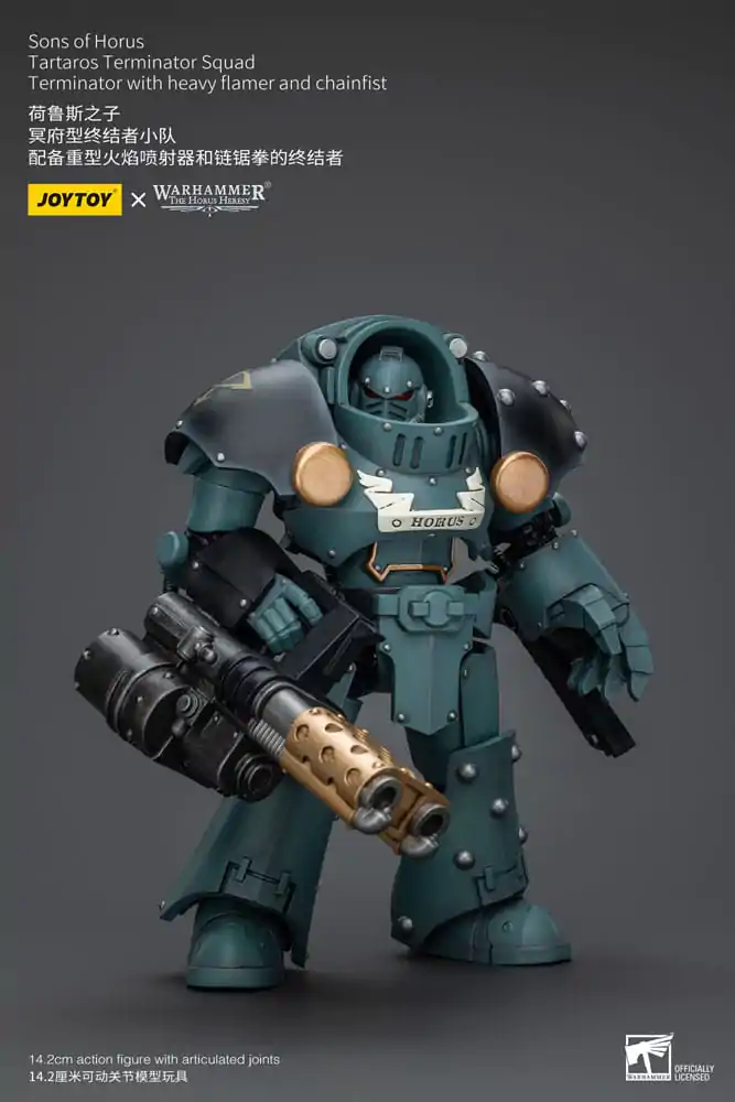 Figurină de acțiune Warhammer The Horus Heresy 1/18 Echipa de Terminator Tartaros Terminator Cu Flamer Greu Și Pumn de Lanț 12 cm poza produsului