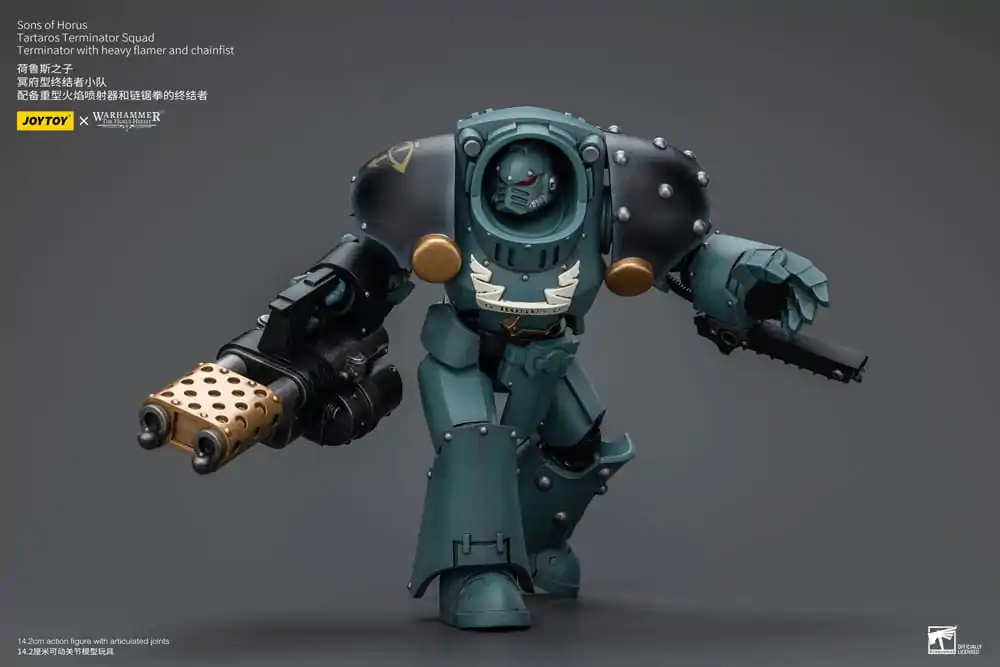 Figurină de acțiune Warhammer The Horus Heresy 1/18 Echipa de Terminator Tartaros Terminator Cu Flamer Greu Și Pumn de Lanț 12 cm poza produsului