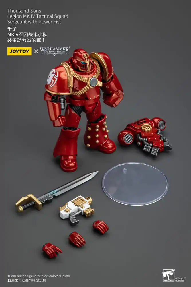 Figurină de acțiune Warhammer The Horus Heresy 1/18 Legiunea Thousand Sons, Sergentul echipei tactice MK IV cu pumn de putere 12 cm poza produsului