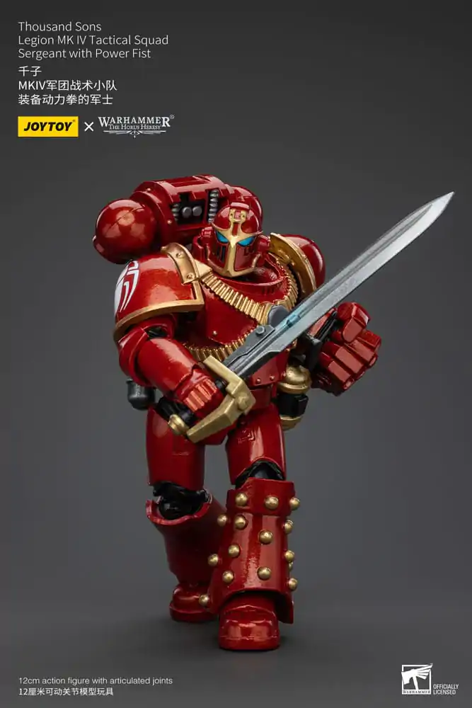 Figurină de acțiune Warhammer The Horus Heresy 1/18 Legiunea Thousand Sons, Sergentul echipei tactice MK IV cu pumn de putere 12 cm poza produsului