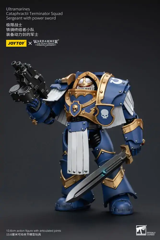 Warhammer The Horus Heresy Figurina de Acțiune 1/18 Ultramarines Cataphractii Terminator Squad Sergent cu Power Sword 14 cm poza produsului