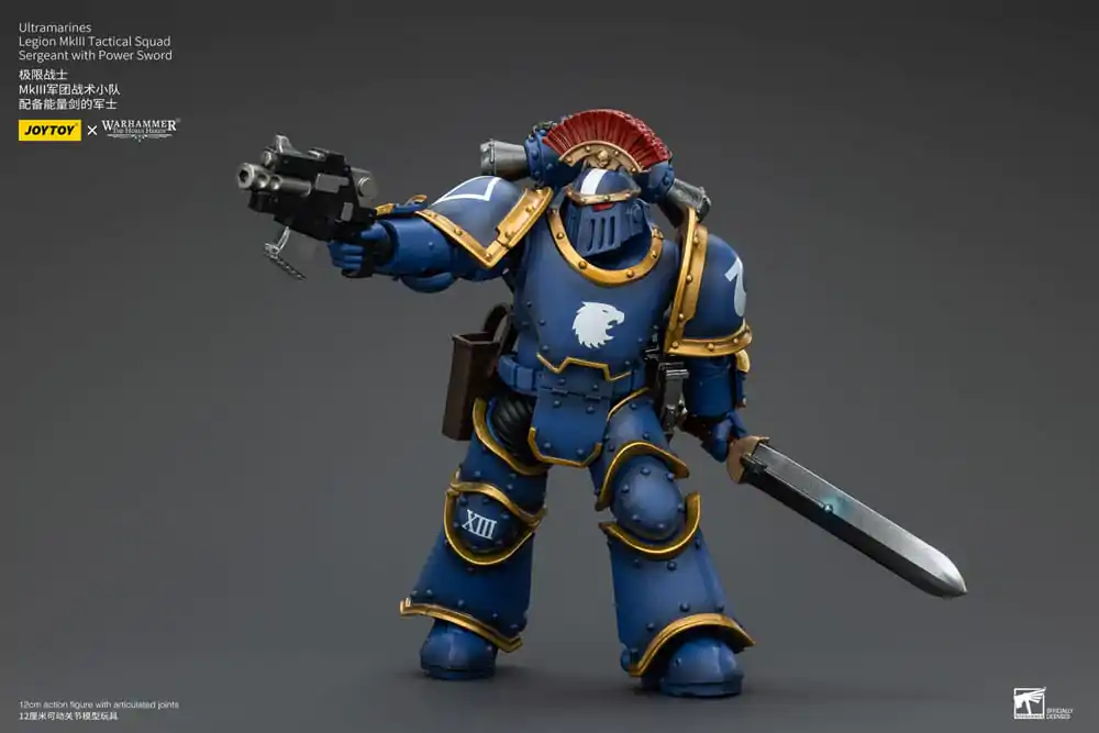 Warhammer The Horus Heresy figurină de acțiune 1/18 Ultramarines Legion MKIII Tactical Squad Sergeant cu Power Sword 12 cm poza produsului