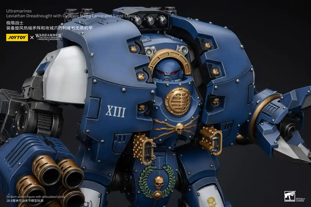 Warhammer The Horus Heresy Figurina de acțiune 1/18 Ultramarines Leviathan Dreadnought cu Lance Melta Ciclonică și Gheare de Asediu 29 cm poza produsului