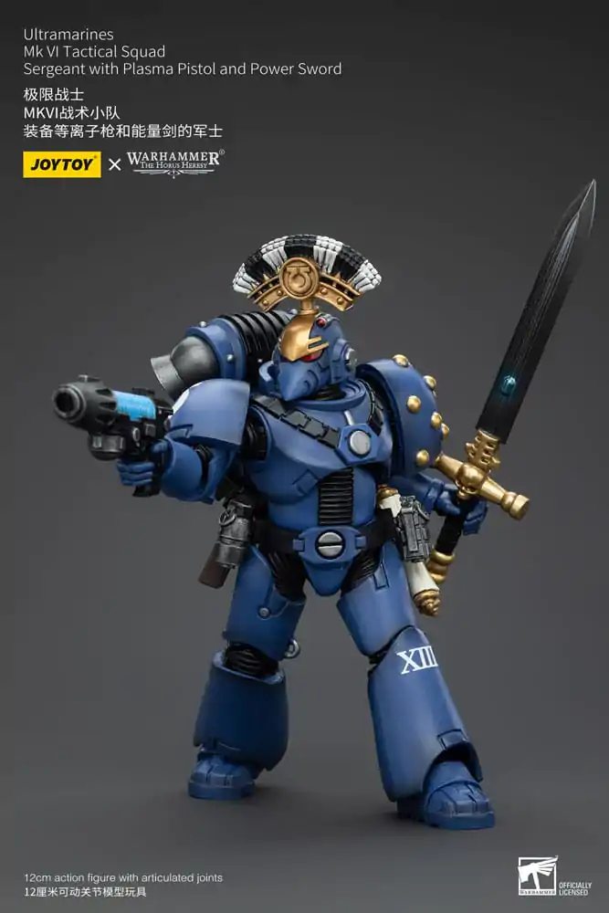 Figurină de acțiune Warhammer The Horus Heresy 1/18 Ultramarines MK VI Tactical Squad Sergent cu Pistol Plasma și Spadă Energetică 12 cm poza produsului