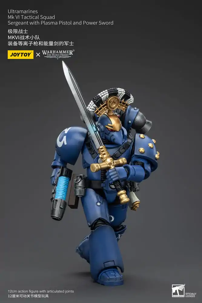 Figurină de acțiune Warhammer The Horus Heresy 1/18 Ultramarines MK VI Tactical Squad Sergent cu Pistol Plasma și Spadă Energetică 12 cm poza produsului