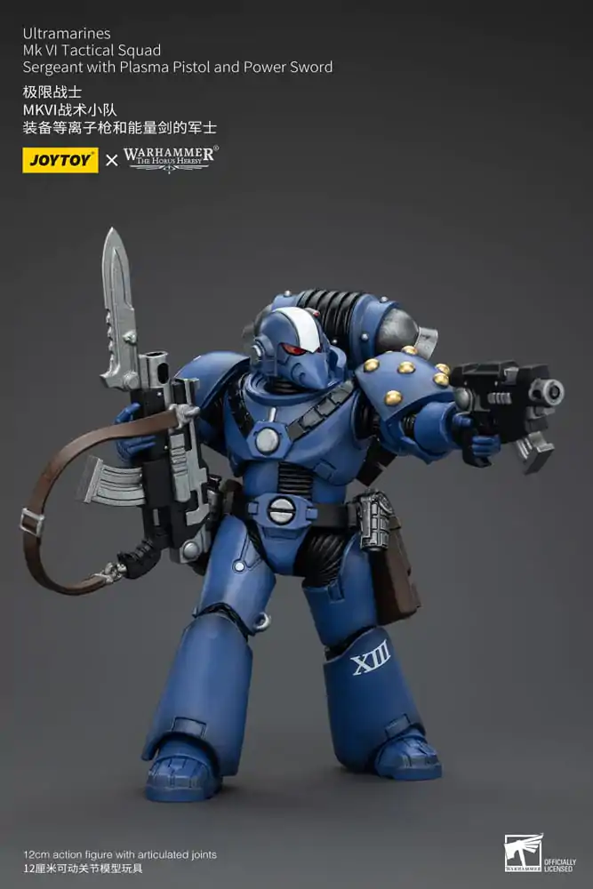 Figurină de acțiune Warhammer The Horus Heresy 1/18 Ultramarines MK VI Tactical Squad Sergent cu Pistol Plasma și Spadă Energetică 12 cm poza produsului