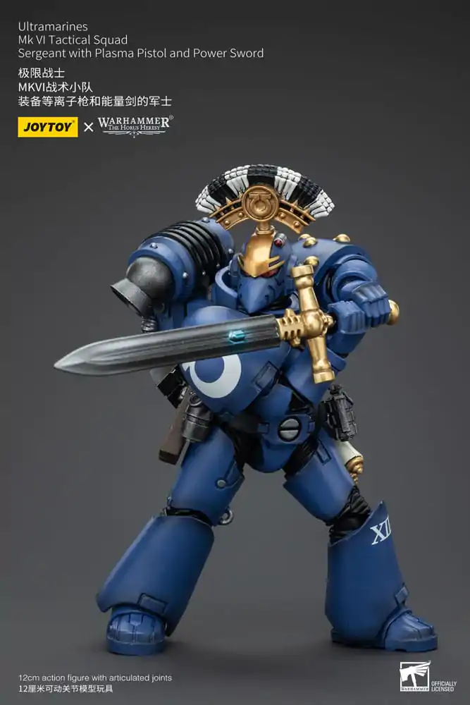 Figurină de acțiune Warhammer The Horus Heresy 1/18 Ultramarines MK VI Tactical Squad Sergent cu Pistol Plasma și Spadă Energetică 12 cm poza produsului