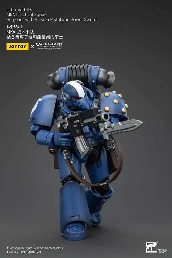 Figurină de acțiune Warhammer The Horus Heresy 1/18 Ultramarines MK VI Tactical Squad Sergent cu Pistol Plasma și Spadă Energetică 12 cm poza produsului