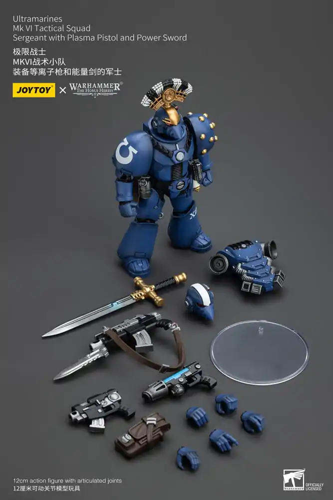 Figurină de acțiune Warhammer The Horus Heresy 1/18 Ultramarines MK VI Tactical Squad Sergent cu Pistol Plasma și Spadă Energetică 12 cm poza produsului