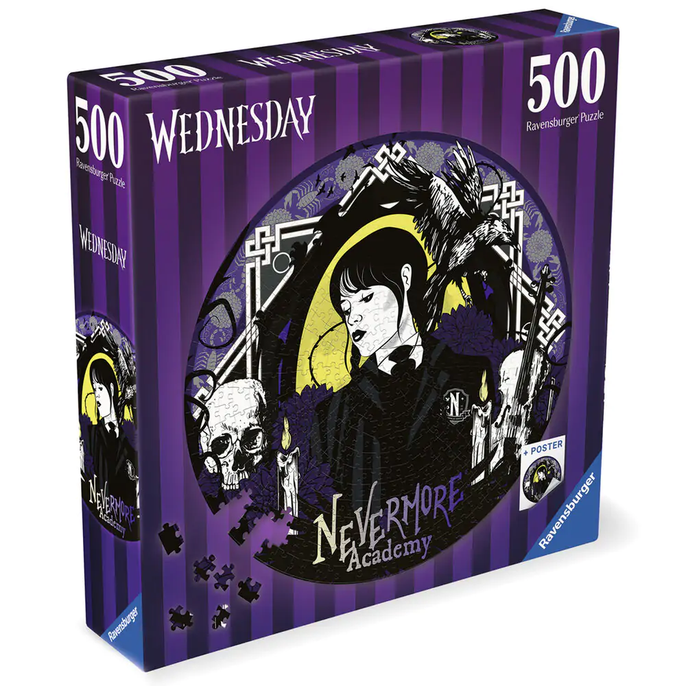 Wednesday Nevermore Academy Puzzle rotund tip jigsaw (500 piese) poza produsului