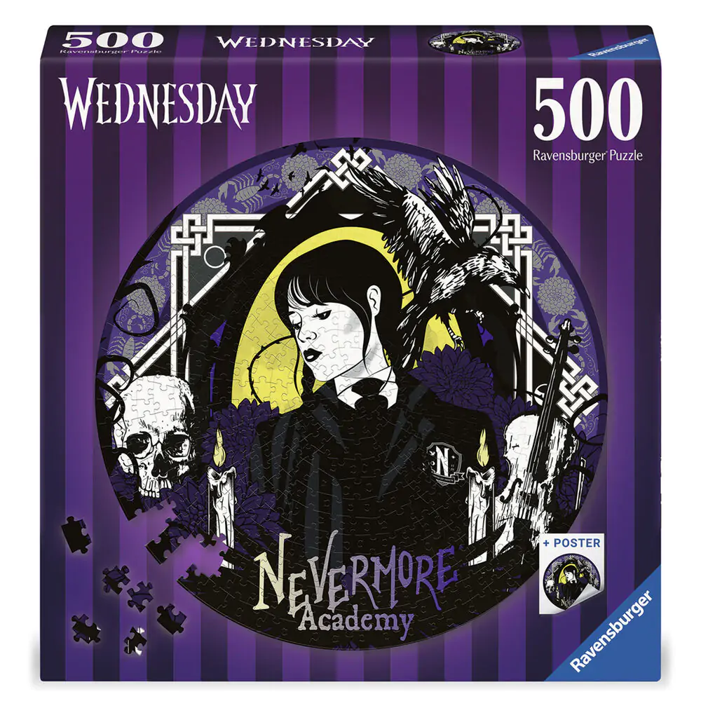 Wednesday Nevermore Academy Puzzle rotund tip jigsaw (500 piese) poza produsului