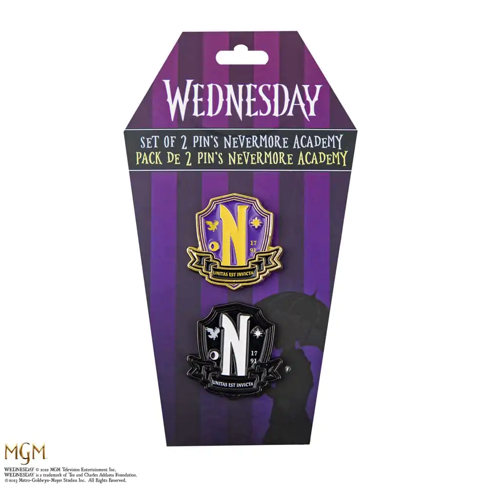Set 2 insigne Wednesday Nevermore Academy poza produsului