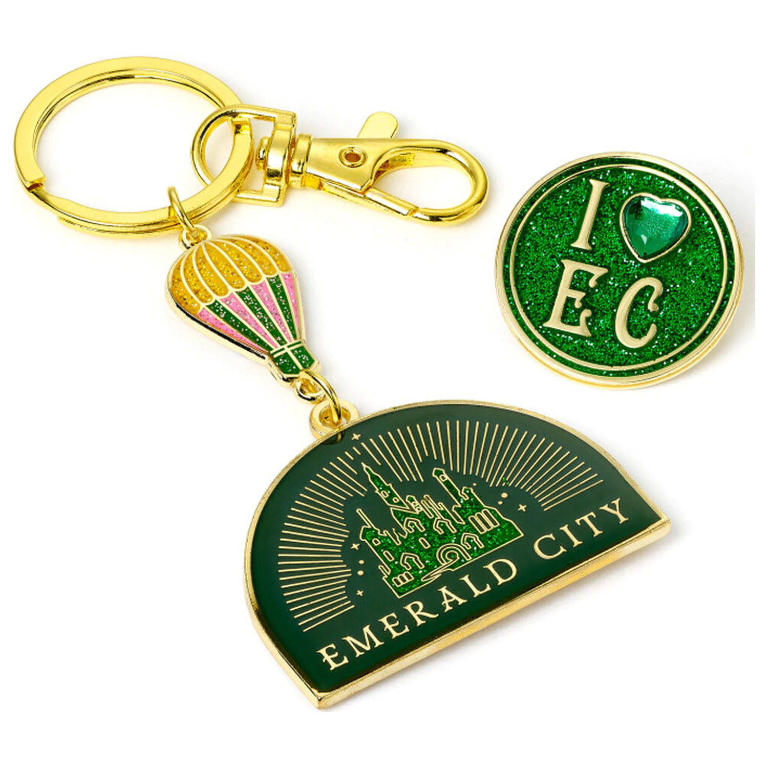 Wicked Emerald City Hot Air Balloon breloc si set cadou cu insigna pin poza produsului