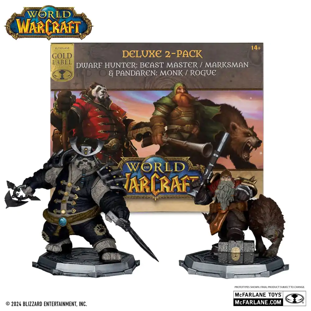 World of Warcraft Statuie PVC Set 2 1/12 Dwarf Hunter: Beast Master & Pandaren: Monk (Gold Label) 15 cm poza produsului