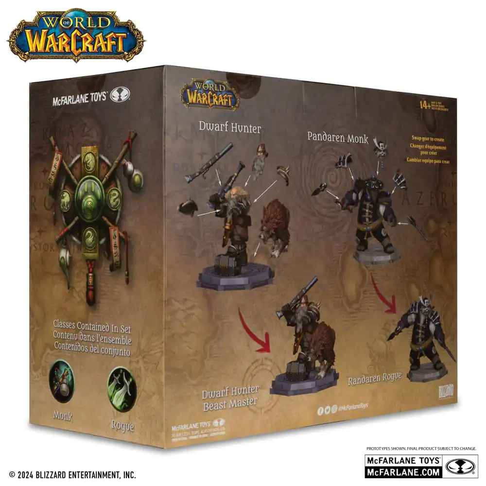 World of Warcraft Statuie PVC Set 2 1/12 Dwarf Hunter: Beast Master & Pandaren: Monk (Gold Label) 15 cm poza produsului