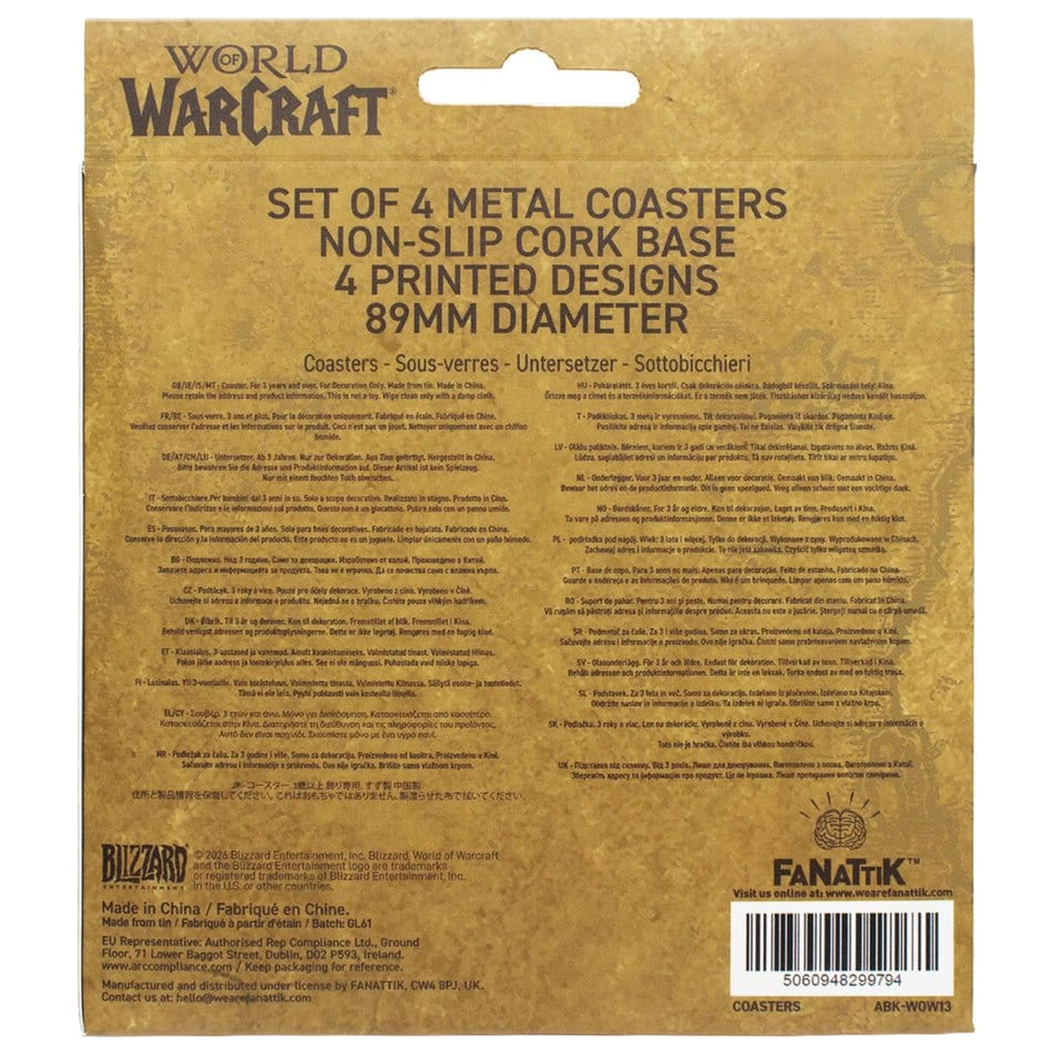 World of Warcraft Suport de pahare set de 4 bucati din metal imprimat poza produsului
