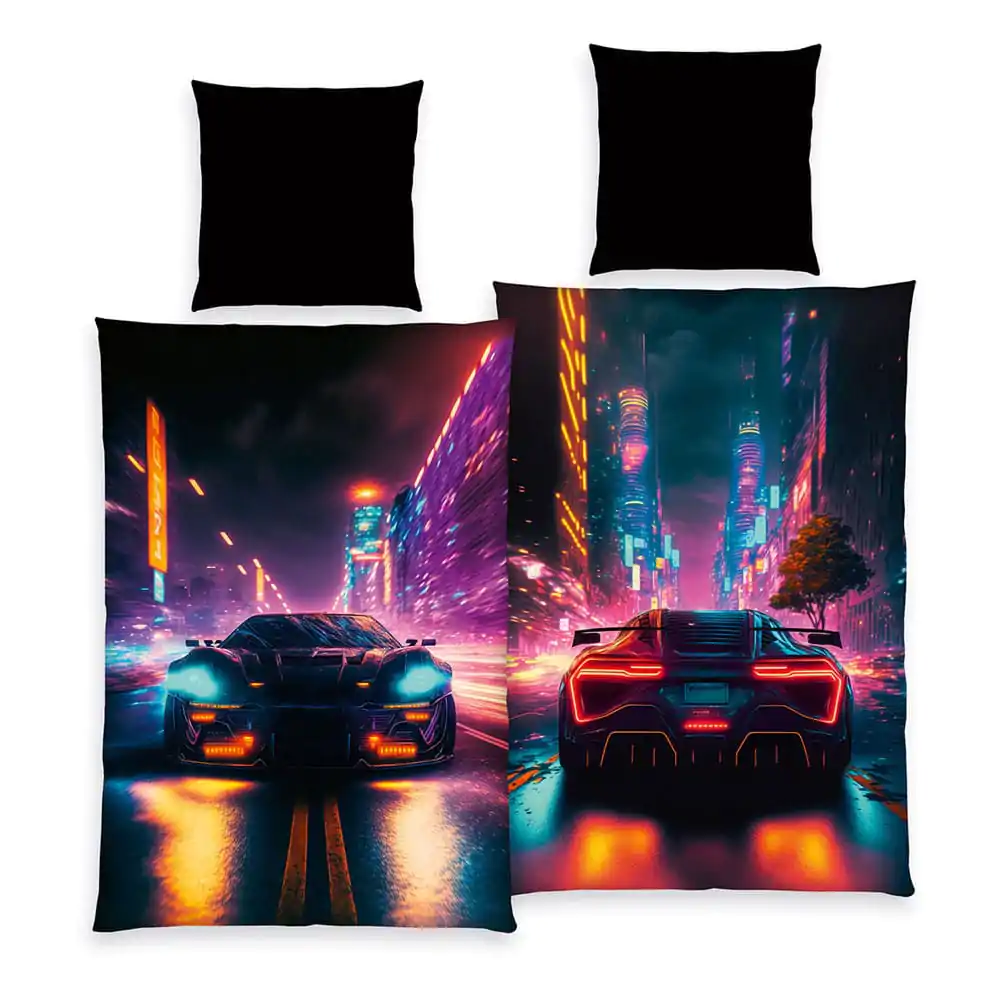 Lenjerie de pat Young Collection Neon Cars 135 x 200 cm poza produsului