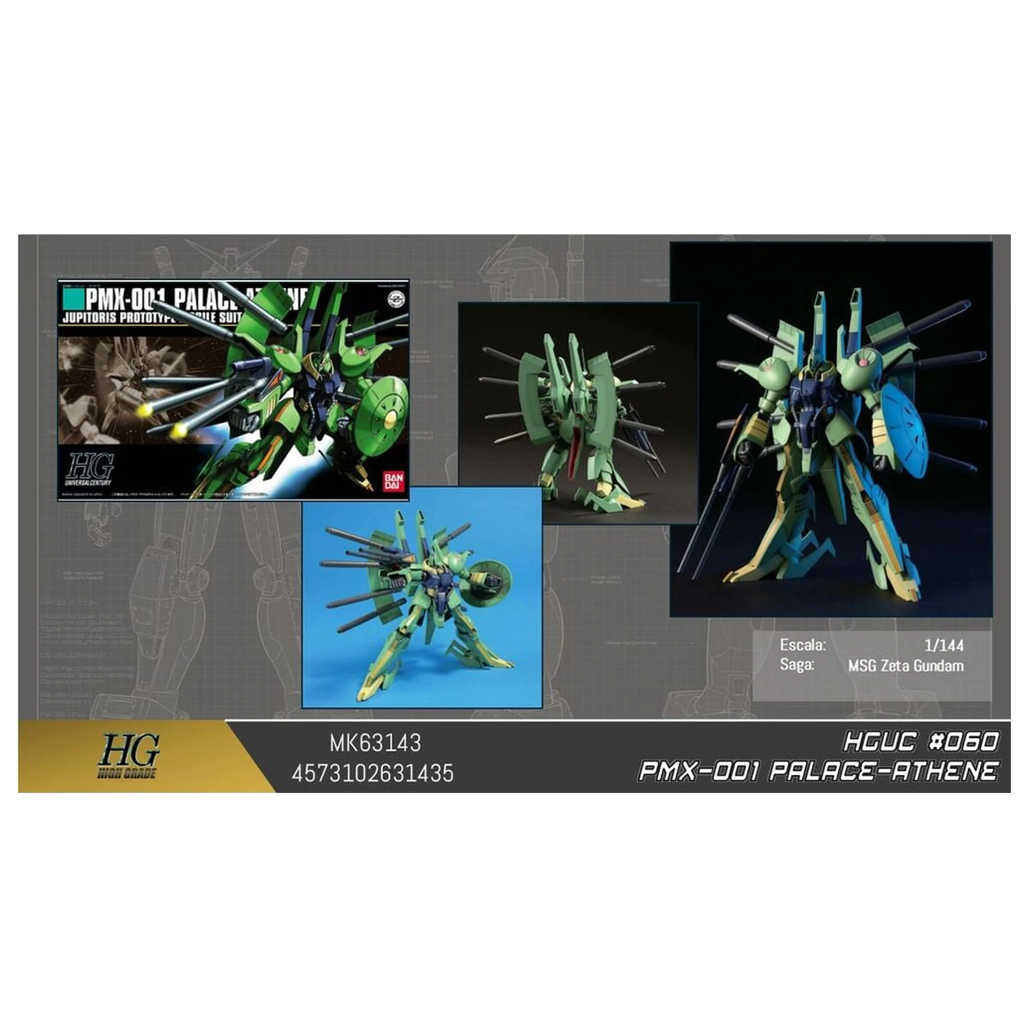 Zeta Gundam PMX-000 Palace Athene Mobile Suit trusa de model HGUC 1/144 poza produsului