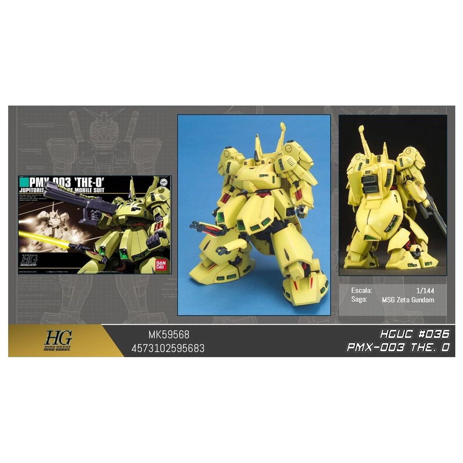 Zeta Gundam PMX-003 The-O Mobile Suit trusa de model HGUC 1/144 poza produsului
